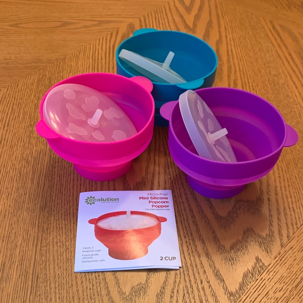Set of 3 Mini Silicone Popcorn Poppers